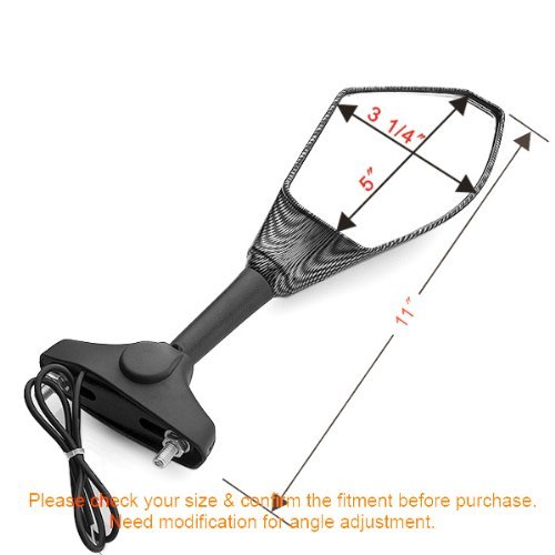 Okstno Motorcycle Amber Led Turn Signal Light Blinker Indicator Side Marker Integrated Carbon Fiber Look Racing Rearview Mirror For Kawasaki Ninja 250 500 Zx 6R 10R 12R Zx-14 Zx-Rr Zx600 #TOP2