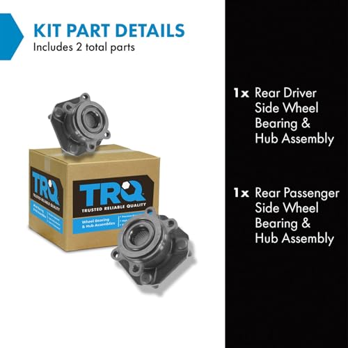 Image of TRQ Rear Left and Right Wheel Bearing and Hub Assembly Set 2 Piece Compatible with 1996-2003 Toyota RAV4 Front Wheel Drive Without ABS Brakes
