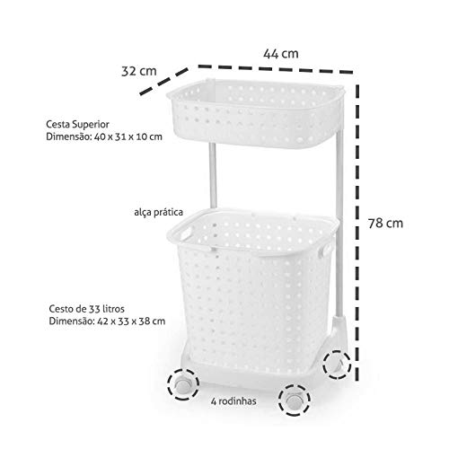 Kit Cesto Organizador Branco e Mini Varal com 16 Prendedores