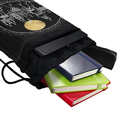LOGOVISION Harry Potter Hogwarts Full Moon Line Art Drawstring Backpack Sports Bag Sackpack 17" x 13", Perfect for Gym, Yoga or Practice4