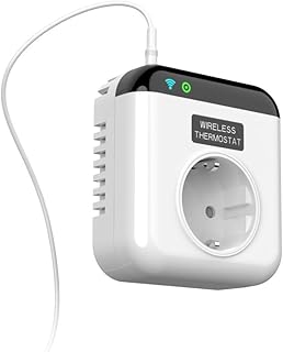 Programmierbare WLAN-Thermostatsteckdose mit Sprachsteuerung, für Tuya-App für Alexa, Wochenprogramm, automatische und manuelle Modi, Temperaturbereich von -20°C bis 70°C(EU)