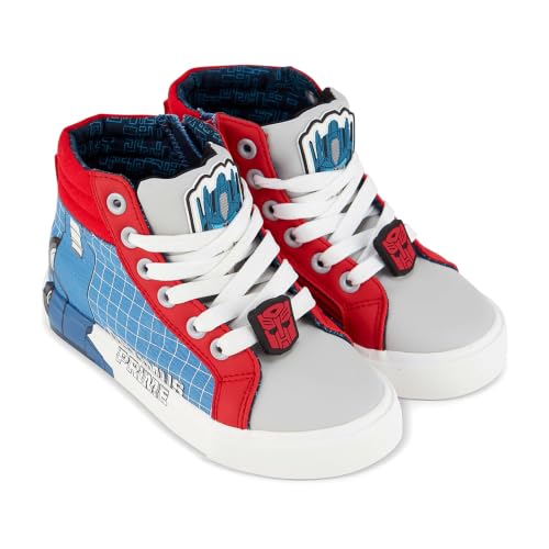 Transformers Boys High Top Sneaker - Optimus Prime Shoes - Optimus Prime, Megatron, Bumblebee Lace Up High Top Sneaker (Royal Red, 2) - image 1