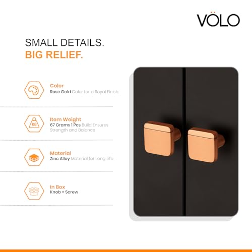 Image of VOLO Rose Gold Cabinet Knob /Drawer Cabinet Knobs /Wardrobe Door Knobs /Cupboard Drawer Pull Handle /Kitchen Drawer Knob /Pulls (Knob S-175), Rose Gold (10)