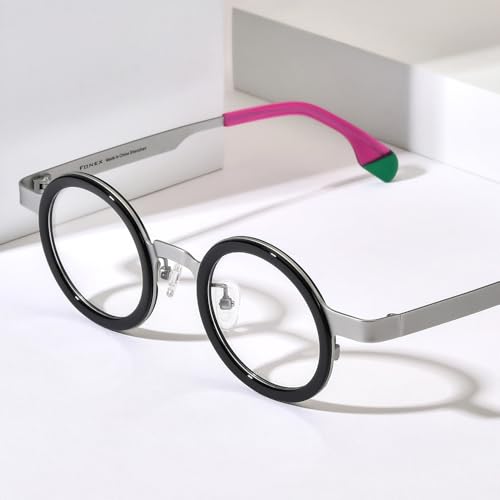 Image of FONEX Acetate Titanium Glasses Frame Women Round Eyeglasses Vintage Eyewear F85816
