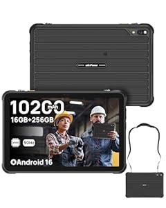 Ulefone RugKing Pad 2 Pro Rugged Tablet, 256GB+2TB TF, 10.1" Corning Gorilla Glass, 10200mAh Dock Charging, Built-in eSIM, Android 16, Dual Stereo Speaker, 48MP 4G 3-Card Slot 5G WiFi Gaming, Black
