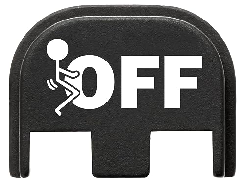 NDZ Performance Gen 5 Slide Cover Back Plate for Glock 17 19 19X 22 23 26 27 34 45 9mm .40 S&W Laser Engraved Trending Images in Black Aluminum - F Off Stickman