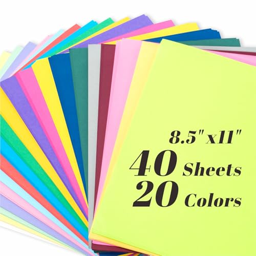 Keketer 40 Sheets Colored Cardstock 20 Assorted Colors, 65lb/180g...