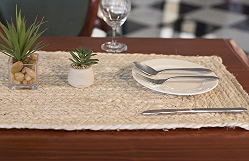 Madhu International Natural Jute Table Runner Rug, Long-Lasting Hand-Woven Rectangular Area Rug, Made From Jute Material For Indoor & Covered Door Entrances - White, 13 X 36 Inch #TOP1