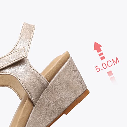 Sandals Summer Slope Heeled Sandals Women's Casual Medium Thick Heeled Sandals Sandal(C,39)3