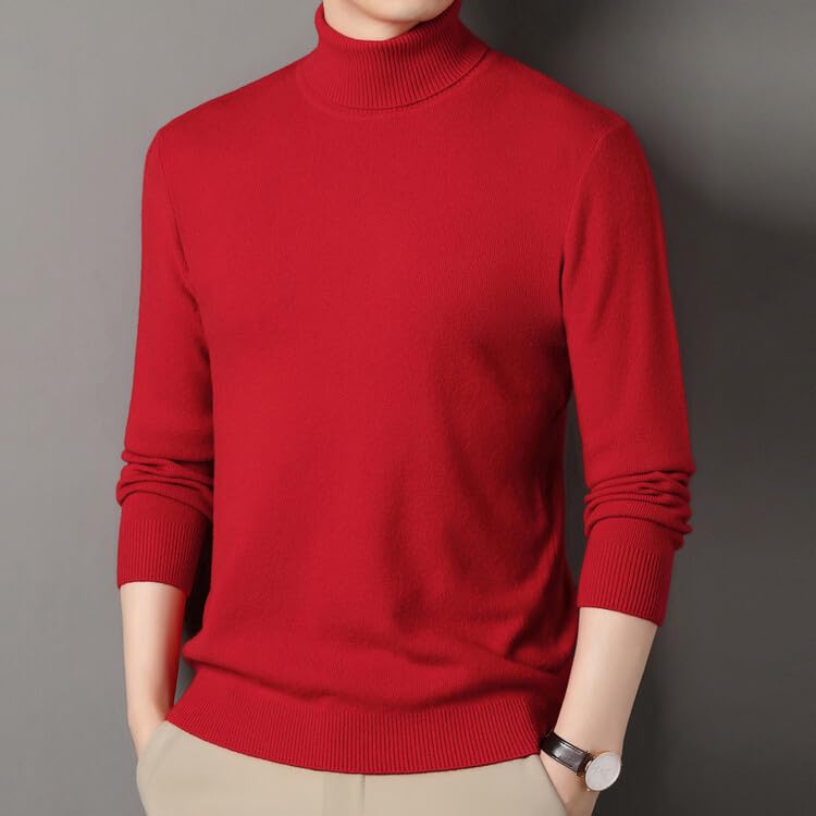 High Collar Knitted Sweater Autumn and Winter Collar Knitted Sweater Men's Youth Warm Sweater3