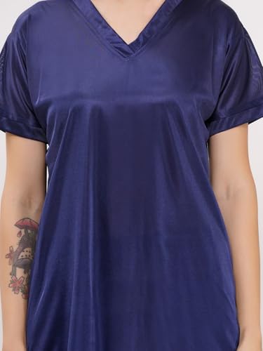 Image of Romaisa Women's Navy Blue Night Suit Set for Women - Stylish Pajama Set Sleepwear Lounge Wear Comfortable Nightwear