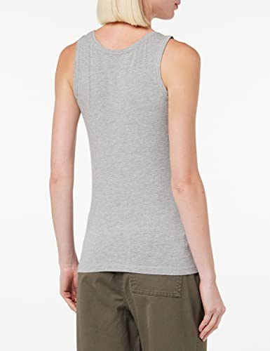 TOM TAILOR Damen Basic Top mit Logo-Stickerei 1032034, 11282 - Silver Grey Melange, 3XL 4
