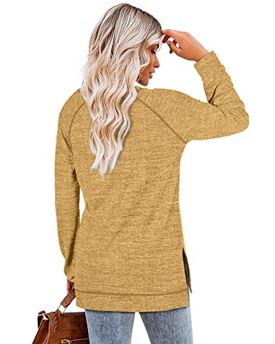 Image of Aokosor Womens Sweaters Long Sleeve Shirts Lightweight Side Split Tunic Tops for Leggings Trending Now 2023