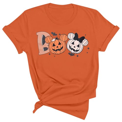 Halloween Party Shirt Woman Magical Halloween Shirts Boo Tshirt Pumpkin Print Tees Casual Vacation Short Sleeve Tops