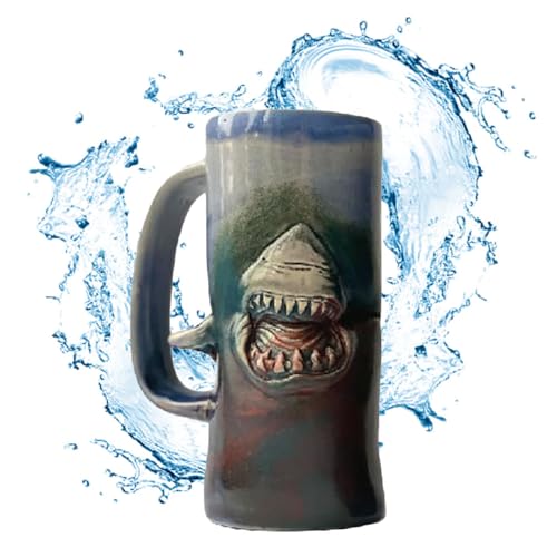 LzYogL Shark Jaws Handmade Ceramic Mug for Tea and Beer, 3D Shark Ceramic Coffee Mug, Creative Unique Shark Office Mug, Novelty Coffee Mugs, Handmade Ceramic Shark Mugs, Personalized Tea Cup (A1)