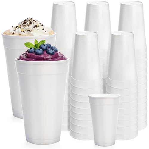 ZENFUN 30 Pc Large Disposable Foam Cups 30 Oz White Insulated Foams Cup Foam Drinking Cups for Coffee Cold Drinks Hot Beverages Water Tea Juice Cocoa Party Office Home Picnic Events