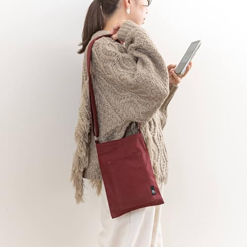 [BRILLIANT COLORS] スマホポーチ レディース ショルダー 斜めがけ 帆布 はんぷ キャンバス 縦型 布 日本製 サコッシュSサイズ (ワイン)