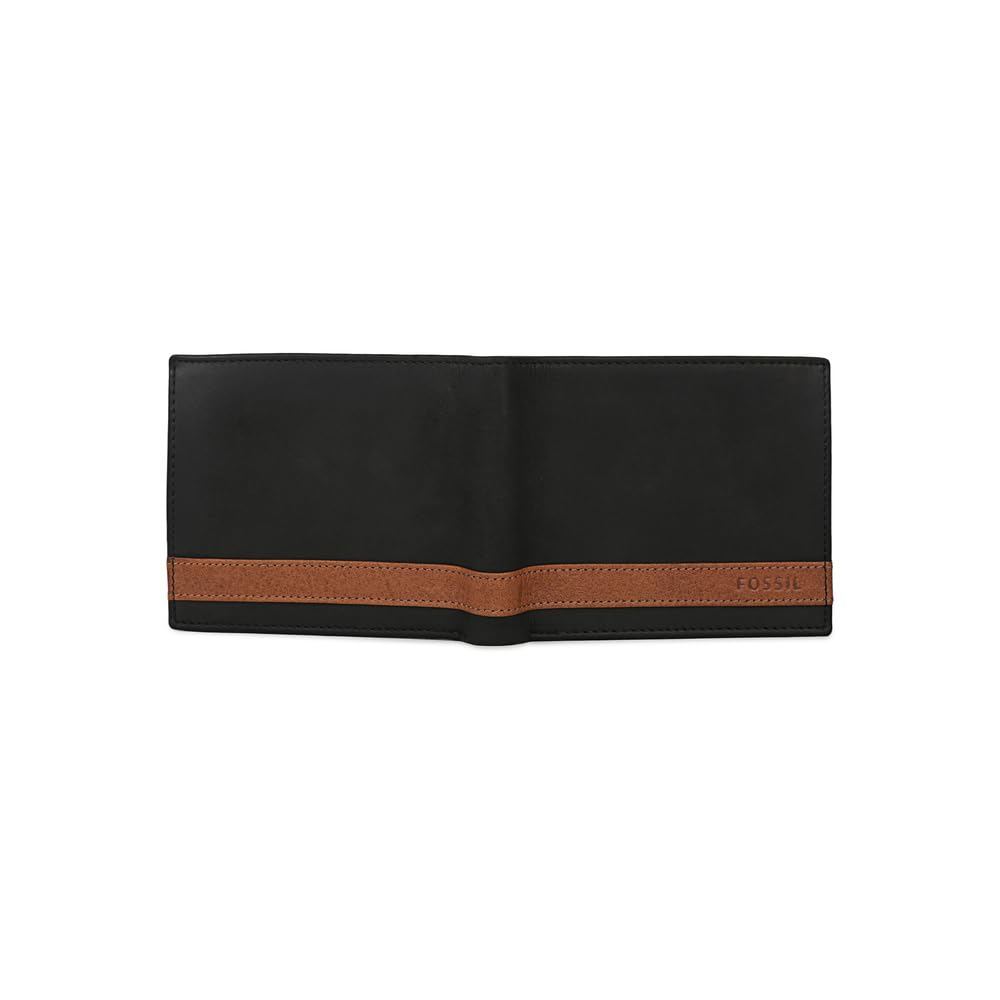 Fossil Billetero para hombre Quinn, 100% Piel Bifold negro 11.4 cm Largo x 2.5 cm Ancho x 9.5 cm Alto ML3653001