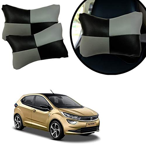 Image of Adroitz Grey Car Cushion in Check Design Material Leatherette 263
