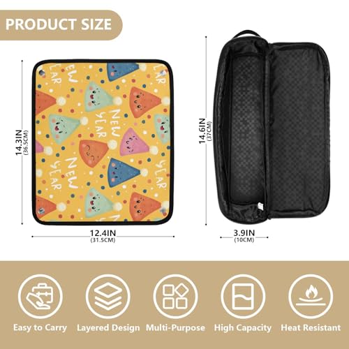 Bolsa de Herramientas para Cabello Amarilla New Year Hat, Organizador Portátil Resistente al Calor para Plancha, Rizadora, Secador y Accesorios de Estilismo, Diseño 2 en 1 miniatura 4