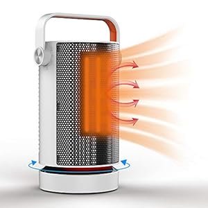 Heizlüfter, Qfun 1000W Heizlüfter Bad Energiesparend mit automatischer Oszillation Sehr Geräuscharm für Wohnzimmer, Büro, Terasse