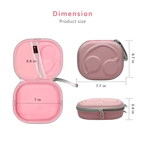 Image of XANAD Hard Case for Bose QuietComfort, QC Ultra, QC 45, QC 35, QC45 SE, QC SE or Skullcandy Crusher Evo, Hesh ANC, Hesh Evo, Crusher ANC 2, Crusher, Riff 2 Noise Headphones(Outer Pink +Inner Pink)