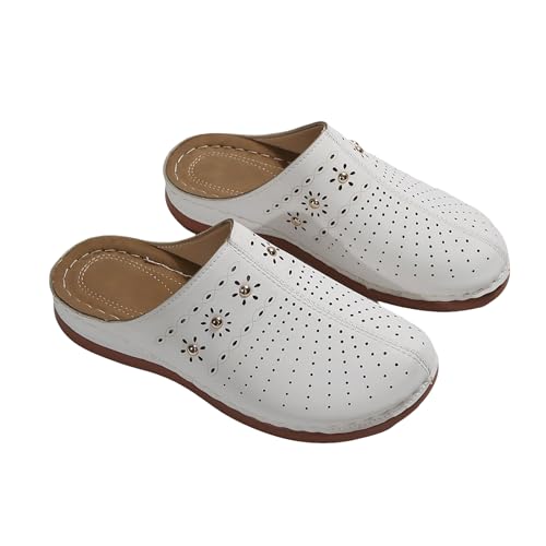 ZQW Women's Closed Toe Mules Flat Sandals Slip On Backless Summer Beach Slides Comfortable Casual Footwear for Daily Outdoor