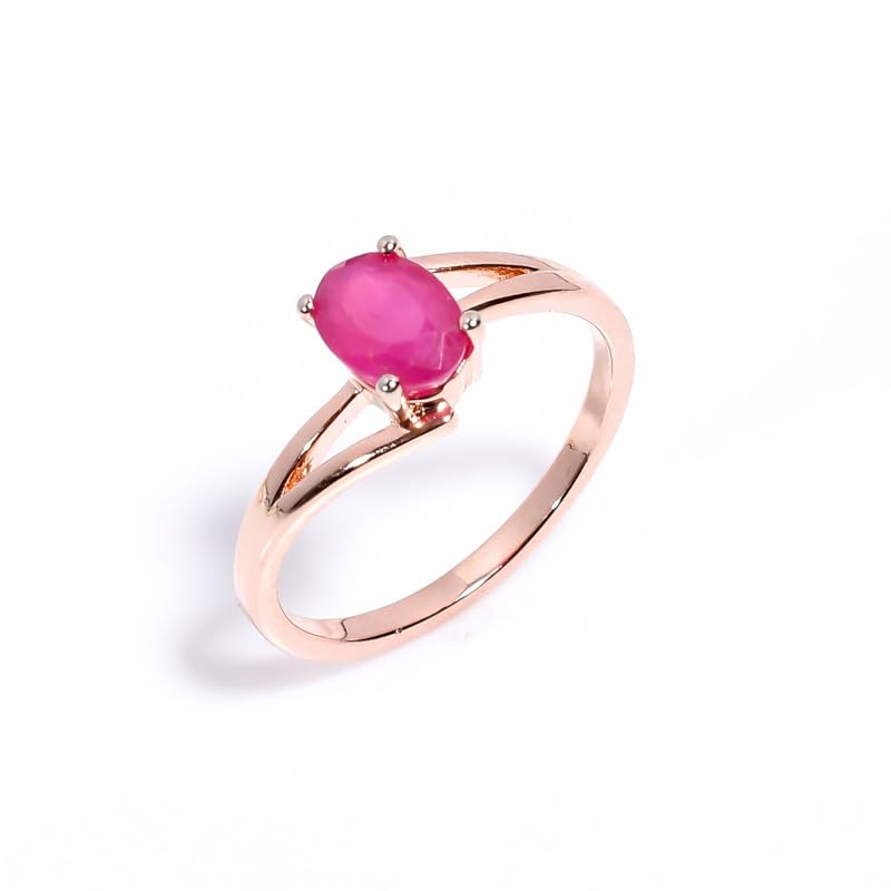 Bague de fiançailles en argent Sterling 925 pour femmes avec rubis naturel ovale