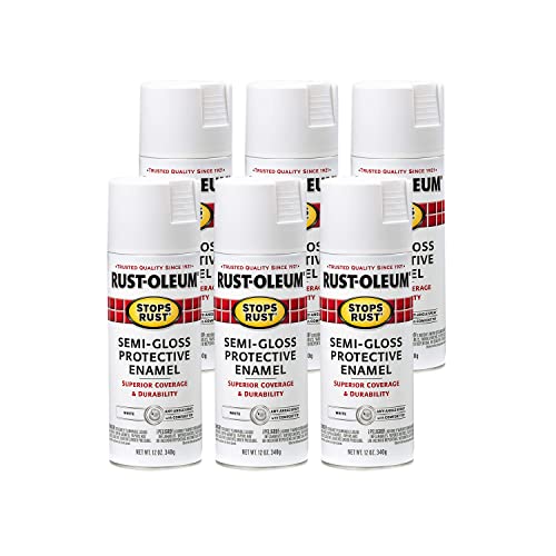 Image of Rust-Oleum 7797830-6PK Stops Rust Spray Paint, 12 oz, Semi-Gloss White, 6 Pack