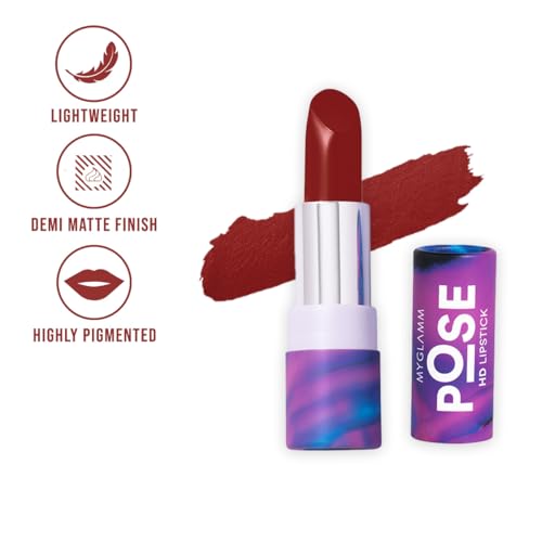 Image of MyGlamm POSE HD Lipstick-Rich Rose (Pink)-4 gm | Matte Lipstick | Enriched with Moringa oil & Vitamin E | Long-lasting & Moisturising