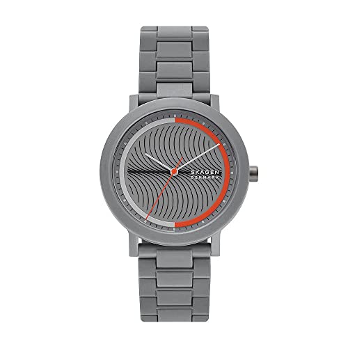 Skagen Herren Quartz Armbanduhr, 41.00mm GehäusegröÃŸe mit grau analog Zifferblatt und grau Plastic/Resin Bracelet Armband SKW6772