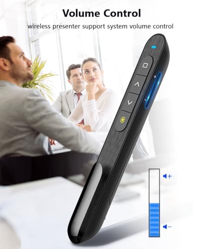 Wireless Presenter, Wireless Presentation Remote Clicker Laser Pointer, Hyperlink Volume Control Presentation Clicker RF 2.4GHz USB Office Presentation Clicker Remote Control Pointer Slide Advancer
