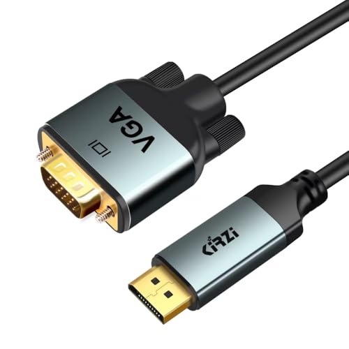 Kirzi DisplayPort to VGA Cable 50ft, 1080P@60Hz Adapter Converter, DP Male to VGA Male for Monitor Desktop Laptop