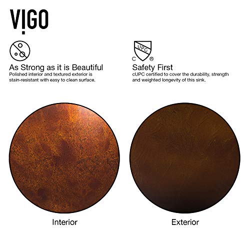 Vigo Russet 16.5 Inch Diameter Over The Counter Freestanding Matte Stone Round Vessel Bathroom Sink In Gold And Brown Fusion - Sink For Bathroom Vg07505 #TOP5
