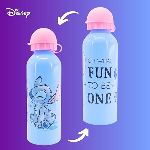 Miniatura 8 de Disney Stitch Botella Reutilizable, Diseño Stitch, Aluminio Resistente Botella De Agua Para Niñas, Botella De Viaje Infantil, Capacidad 500 Ml Azul
