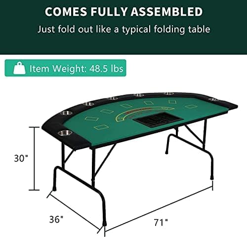 Mesa plegable de poker para 7 jugadores verde miniatura 8