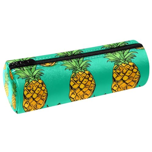 Astuccio estetico astuccio per matite ananas su sfondo Scatola di matita verde giallo