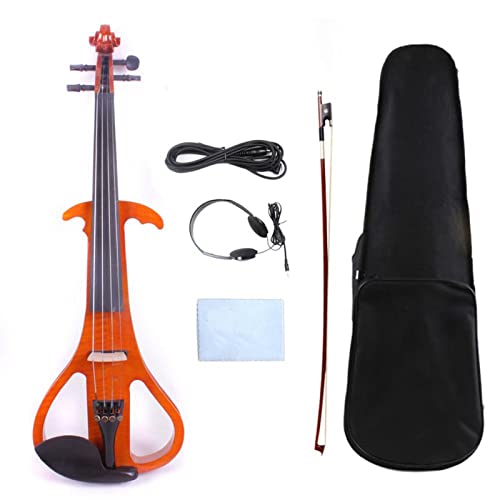 Electric Silent Violin 4/4 Natural Wood W/Case+Bow Cable For Students, Beginners Aldult Student Violin Violins Kit (Color : Orange) #TOP30