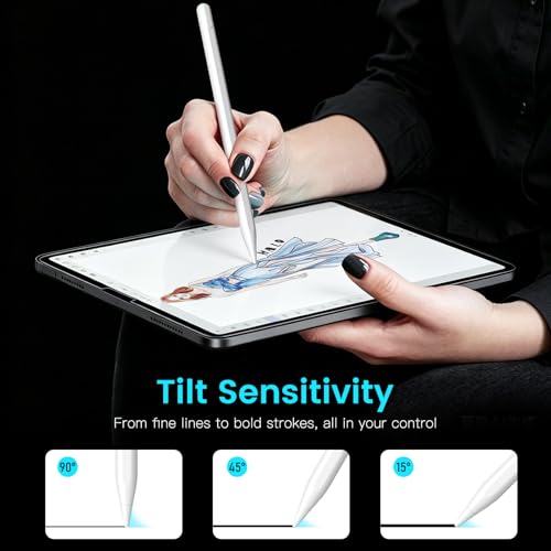 Image of Stylus Pen for iPad (2018-2026), 6 Mins Charge for 10H Use, 35H Ultra Long Battery, Tilt & Palm Rejection, Magnetic Pencil for iPad A16 /11 /10 /9 /8 /7 /6th,Pro11 /12.9 inch /13 inch M4,Air3 /4 /5 /M2 /M3,Mini7 /6 /5