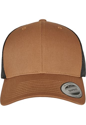 Flexfit Unisex-Adult Retro Trucker 2-Tone Baseball Cap, Caramel/Black, one Size
