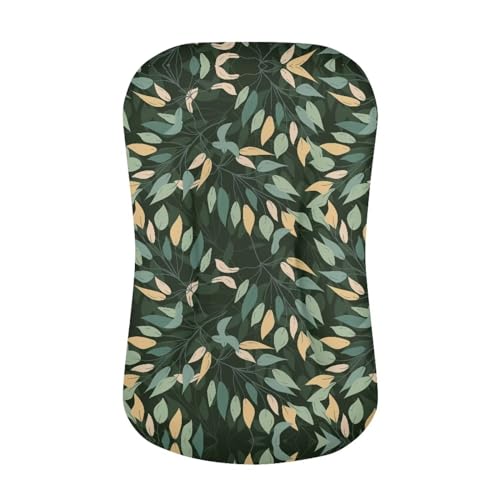 Kathyboom Green Leaves Baby Loungers Cover Comfortable Cover for Newborn Baby Boys and Girls Waterproof Baby Nest Pillow Cover