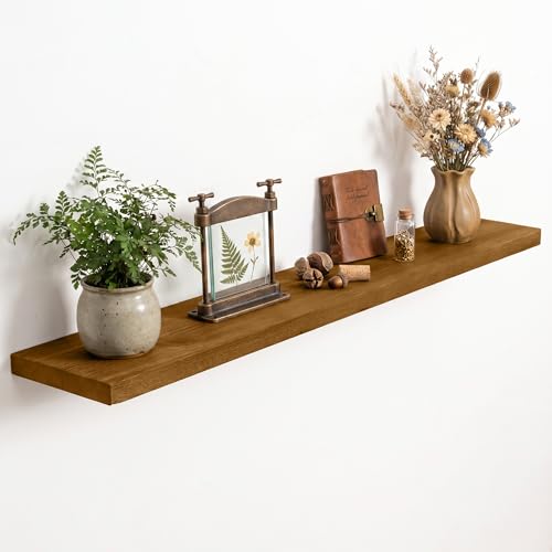 Image of Solid Wood Floating Shelves for Wall 48 inch,Walnut Wooden Shelf Set of 1