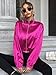 Verdusa Women's Bomber Satin Lightweight Jacket Drop Shoulder Long Sleeve Zip Up Outerwear Neon pink X-Small