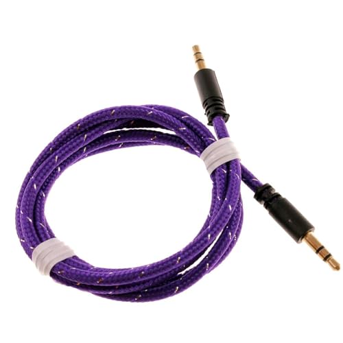Cable Auxiliar 3.5mm trenzado morado 1 metro miniatura 1