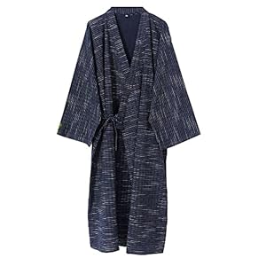 un-brand Japanische Kimono-Doppelgaze-Baumwollrobe für Herren in Übergröße Zen-Kleidung Taoistische Kleidung (Größe L, B1)