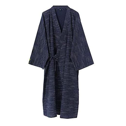 un-brand Japanische Kimono-Doppelgaze-Baumwollrobe für Herren in Übergröße Zen-Kleidung Taoistische Kleidung (Größe XL, B1)