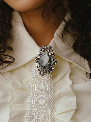 Image of MINACHI Vintage Victorian Design Queen's Cameo Antique Wedding Brooch Pin, Jewelry Gift for Women