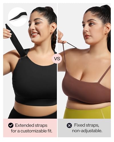 Image of Plus Size Sports Bras Medium-High Support Adjustable Racerback High Neck Wireless Everyday Workout Running Bra for Women