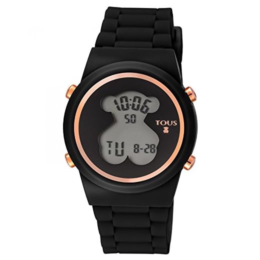 Reloj TOUS digital 700350320-Bear de acero IP rosado con correa de Silicona negra