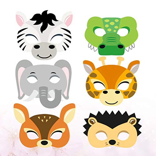 ifundom 12 Peça Favores Do Partido Do Traje Máscaras de Animais Animal Com 8 Diferentes Animais Vira